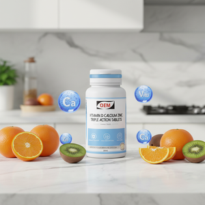 Comprimés triple action OEM <span class=keywords><strong>Vitamine</strong></span> <span class=keywords><strong>D</strong></span> Calcium <span class=keywords><strong>Zinc</strong></span> Formule à base <span class=keywords><strong>d</strong></span>'ingrédients naturels Nutriments Sans additifs Doux pour l'estomac - Product Image 1