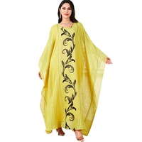 4048 robe de mode d'été pour les femmes musulmanes Abaya transfrontalière avec manches chauve-souris longue jupe ample pour les Occasions de l'Aïd