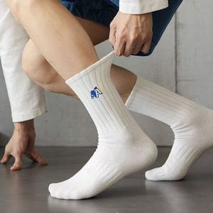 Athletic <b>Socks</b> Cotton Blend Anti-Bacterial Sweat Absorbing For <b>Running</b> Daily Use Solid Color Long Sport <b>Socks</b> - Product Image 3