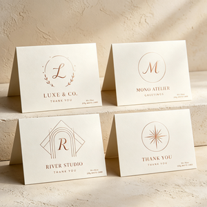 Wholesale Embossed Rose Gold Foil Printed Thank You Note <b>Cards</b> Custom Monogram Logo Luxury Matte White Folding Greeting <b>Cards</b> - Product Image 1