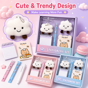 Ensemble de papeterie pour enfants de dessin animé de quatre pièces de vente <span class=keywords><strong>chaude</strong></span> petit cadeau pour les étudiants commençant l'école comprend des porte-clés en peluche - Product Image 3