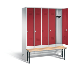 C+P Armadio per Spogliatoio, il Classico, con panca incorporata, larghezza del compartimento 300 mm, 5 compartimenti - Product Image 2