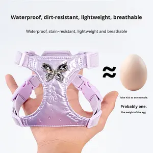 デザイナースタイル バタフライフラッシュ ドッグチェストバックハーネス 脱走防止 軽量 防水 ペットストラップ - Product Image 2