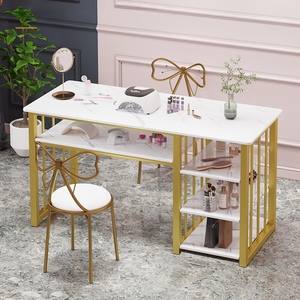 Hot Selling Modern <strong>Nail</strong> Table Metal Frame Wood Table Top <strong>Nail</strong> Art Technology <strong>Nail</strong> Salon Station Manicure <strong>Nail</strong> Bar Beauty Storage - Product Image 4