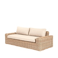 Ensemble de salon de jardin en rotin PE résistant aux intempéries, canapé d'extérieur avec ottoman, coussin beige lavable pour villa, terrasse, pelouse