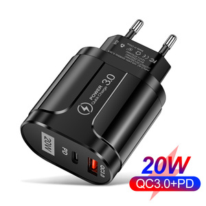 20W USB C sạc PD QC3.0 cổng kép tường <span class=keywords><strong>Adapter</strong></span> cho iPhone 13 12 du lịch nhanh chóng sạc SCP chức năng EU Anh Mỹ gan Chất liệu OTP - Product Image 2