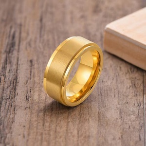 Classic Simple Design Stainless Steel Blank Band <b>Ring</b> Jewellery <b>Silver</b> Black Spinner Rotating <b>Rings</b> for <b>Men</b> - Product Image 3
