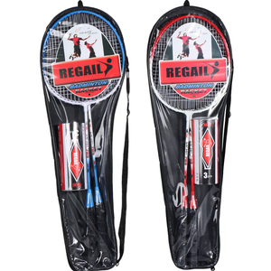 Raquettes de badminton Regail, 2 raquettes et 3 volants de badminton dans un tube en acier, raquette de badminton - Product Image 3