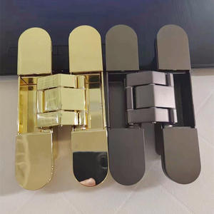 Charnières dissimulées réglables 3D YIBAILI pour salle de bain et boîte, porte à ouverture vers l'extérieur dorée avec charnières croisées cachées - Product Image 2