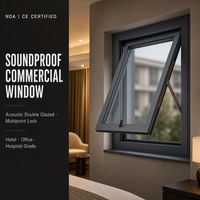 Ventana de Aluminio NOA CE con Toldo, Abatible, Insonorizada, Doble Acristalamiento, Cierre Multipunto, OEM, Personalizada para Edificios Comerciales