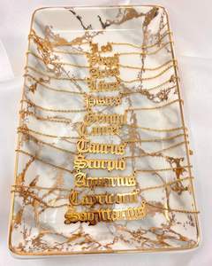 Collar del zodiaco inglés antiguo personalizado, Gargantilla con letras de acero inoxidable, placa con nombre, horóscopo, joyería - Product Image 2