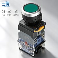 Interrupteur à bouton-poussoir électronique momentané en plastique plat éclairé 22MM LED 10A 2NO2NC pour le contrôle de l'alimentation des appareils électroménagers