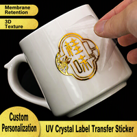 Étiquettes de transfert UV DTF 3D personnalisées pour tasses et bouteilles, autocollants métalliques à transfert à froid avec logo gaufré en feuille d'or, résistants à l'eau