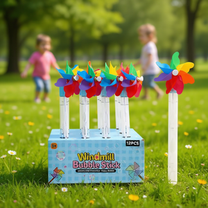 Windmill <b>Bubble</b> Stick 12Pcs Colorful Pinwheel <b>Bubble</b> Wand Toy For <b>Kids</b> Outdoor Play - Product Image 3