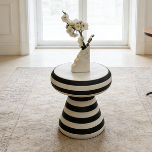 Table basse ronde minimaliste en FRP, table <span class=keywords><strong>d</strong></span>'<span class=keywords><strong>appoint</strong></span> unique à rayures zébrées, meubles durables pour le salon - Product Image 1