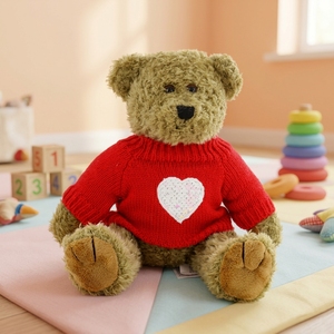 Orsetto di Avena Stile Retrò con Maglione 'Love' 12 Pollici, Peluche Morbido per Regalo di San Valentino, Compleanno, Ornamento e Decorazione Casa - Product Image 6