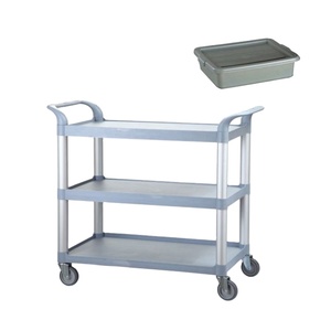 भारी शुल्क दो-परत गोदाम पहिएदार कार्गो ट्राली औद्योगिक फैक्टरी 3 स्तरों प्लास्टिक हैंडलिंग उपकरण सेवा गाड़ी - Product Image 6