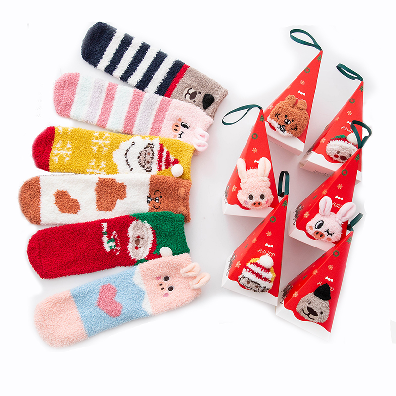 Высококачественные осенне-зимние женские носки A164 теплые коралловые Плюшевые Милые Мультяшные домашние удобные плюшевые носки