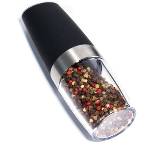 Moulin à sel et à poivre <span class=keywords><strong>automatique</strong></span> électrique miniature pour la cuisine, ensemble 2 en 1 avec étagère en acier inoxydable - Product Image 2