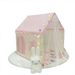 Tente de jeu pliable pour enfants à carreaux pastel, château de princesse pour tout-petits, coin lecture, sommeil et jeu pour s'amuser - Product Image 2