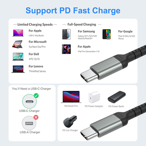 สายชาร์จ USB C แบบถัก สาย USB C to USB C 60W/3A รองรับ CarPlay ใช้ได้กับ iPhone 15 Samsung Galaxy S23 Ultra - Product Image 6