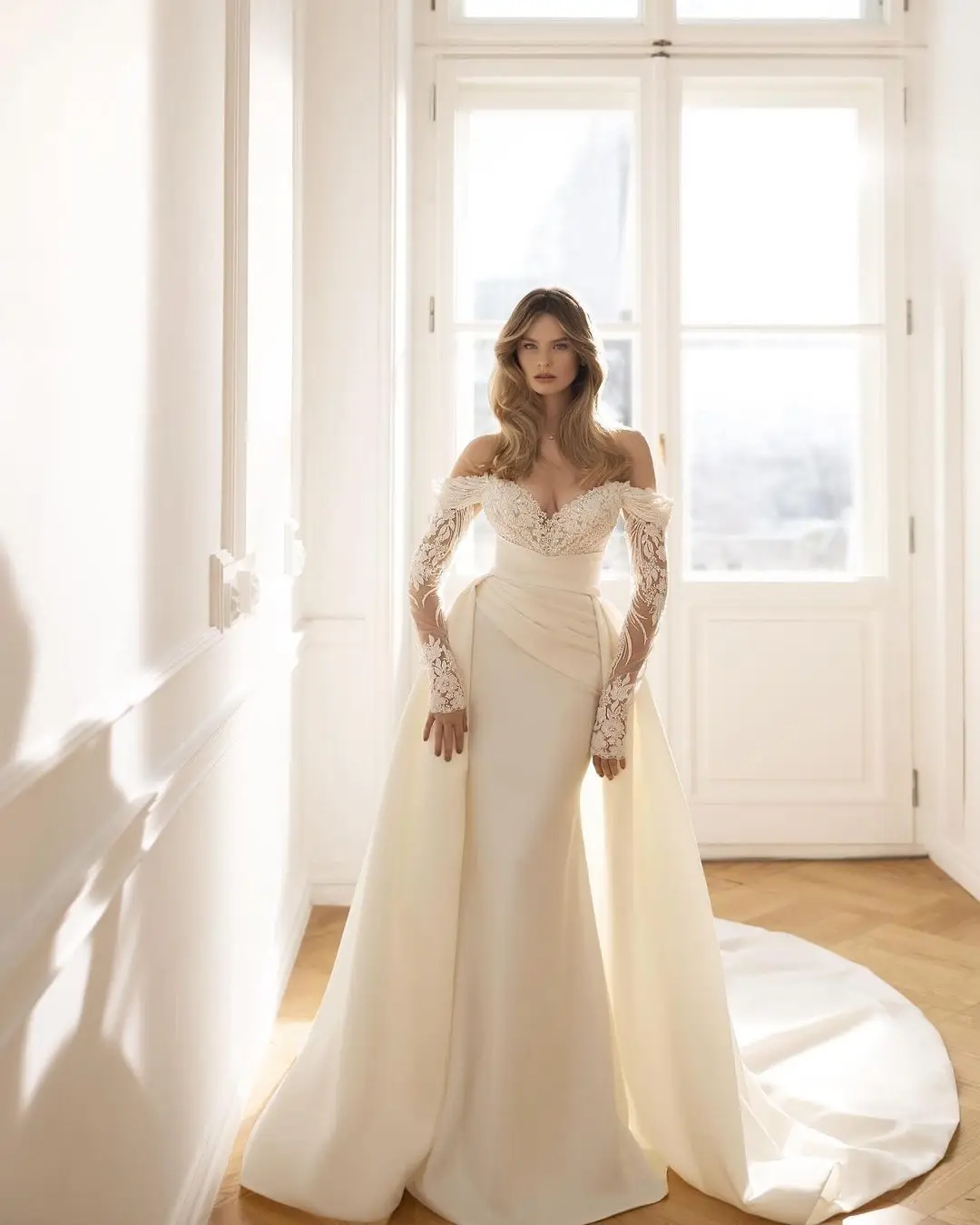 chinese dress ladies Luxury Beaded Mermaid Wedding Gown  GALINA COUTURE