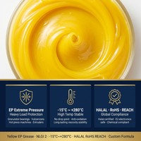 Gemuk EP Suhu Tinggi Warna Kuning -15C hingga 280C NLGI 2 Mesin Granulator Pellet Bearing Oven Chain Vulcanizer OEM