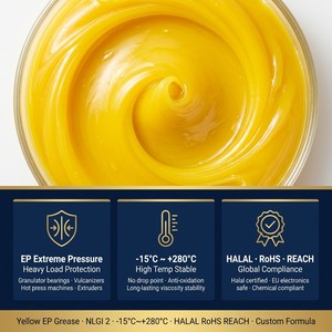 Grasa EP de alta temperatura en pasta amarilla, de -15°C a 280°C, NLGI 2, para rodamientos de granuladoras, peletizadoras, vulcanizadoras, cadenas de horno, OEM - Product Image 2