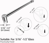 Barre de support moderne et professionnelle pour porte de douche, bras télescopique de 14,2 pouces, pour panneau de douche sans cadre en verre épais de 5/16'' à 1/2'', poli