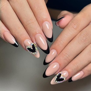 24 <span class=keywords><strong>Uñas</strong></span> Postizas Francesas Color Rojo Marrón para el Día <span class=keywords><strong>de</strong></span> <span class=keywords><strong>San</strong></span> <span class=keywords><strong>Valentín</strong></span>, Diseño <span class=keywords><strong>de</strong></span> Corazón con Lazo a Cuadros, <span class=keywords><strong>Uñas</strong></span> Postizas <span class=keywords><strong>de</strong></span> Cobertura Completa - Product Image 3