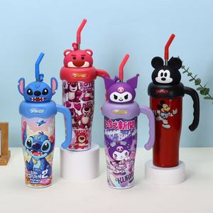 Nouvelle Grande Bouteille Isotherme en Acier Inoxydable 304, Motif Dessin Animé Big Mac Cooling Ice King, avec Poignée et Paille, Isolation Thermique 6-12 Heures - Product Image 2