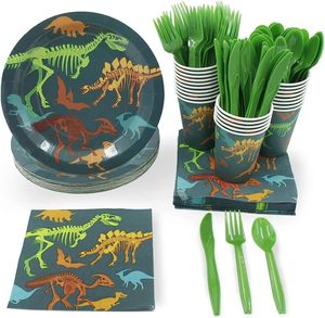 DAMAI - Juego de Vajilla Desechable con Diseño de Dinosaurios, Platos, Servilletas y Vasos de Papel para Fiestas Temáticas de Dinosaurios, Artículos para Fiestas de Cumpleaños - Product Image 2