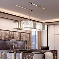 Lampe suspension moderne minimaliste nordique en cristal Lampe de table restaurant de luxe pour hall d'hôtel Lampe de bureau longue bande Lampe de table de bar