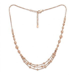 Collier en argent 925 plaqué or rose, élégant, double rangée de perles, bijoux pour femme, collier de mariée, collier de fête pour elle, pour les filles - Product Image 1
