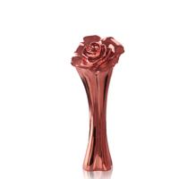 Ornement de rose en métal plaqué cuivre poli sur mesure, style trophée, fleurs décoratives, hauteur 220 mm, couleurs personnalisables
