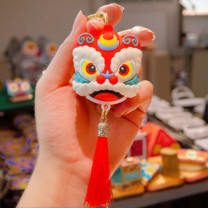 National Tide Wind Lion Dance Porte-clés Nouvelle mascotte en métal de cette année Poupées pendentif en gros Petits cadeaux pour cartables - Product Image 6