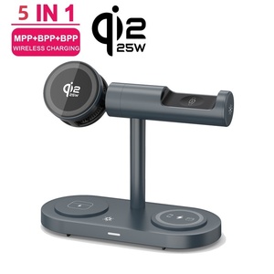 <span class=keywords><strong>Chargeur</strong></span> sans fil magnétique Qi2.2 25W avec refroidissement par ventilateur actif, station de charge 5-en-1 pour iPhone 17, série 16, montres et écouteurs - Product Image 2