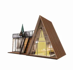 豪华现代设计三角屋模块化钢结构木屋预制容器