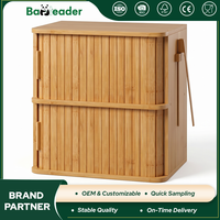Boîte à pain rectangulaire en bambou à 2 niveaux, grande capacité, pour comptoir de cuisine, conserve le pain frais plus longtemps, sans BPA