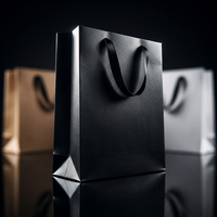 Ensemble de sacs en papier cartonnés écologiques en gros avec poignées en ruban, marron, noir et blanc, pour cadeaux