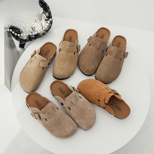 Meilleures ventes : Sandales plates d'extérieur de haute qualité Birkentocks Allemagne, mules sabots en cuir suédé avec semelle en liège, sabots solides Birkentocks - Product Image 5