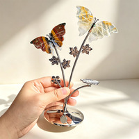 Ornement en cristal naturel mélangé en forme de cœur avec ailes, support métallique, sculpté à la main, tendance mode, décoration intérieure, cadeau
