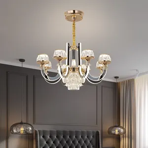 Round Luxury Pendant Lamp Restaurant Living Room Crystal Chandeliers 2022 Newest Design Golden LED Modern/ Luxury Black + Gold