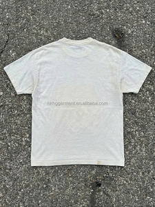 T-shirt col rond Dirty Wash 100% coton pour homme, t-shirt personnalisé effet délavé, t-shirt vierge de haute qualité, effet vieilli pour homme - Product Image 2