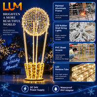 Sculpture lumineuse festive, ballon à air chaud de 450 cm de haut, sculpture lumineuse avec structure en aluminium pour motif de Noël