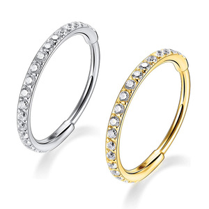 Anillo de Nariz de Acero Inoxidable con Zirconia, Diseño de Canal Circular, Joyería de Regalo, Color Plateado DQ00138 - Product Image 5