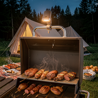 Lampe de barbecue LED rechargeable à rotation 360°, écologique, pour cuisine extérieure, barbecue, camping, avec pince de suspension, mains libres