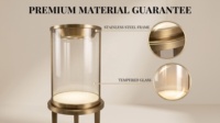 Présentoir de Luxe Cylindrique Doré pour Bijoux avec Projecteur LED, Socle en Verre Trempé, Vitrine pour Bracelets et Colliers, Écologique