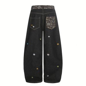 <span class=keywords><strong>Jeans</strong></span> Baggy da Uomo <span class=keywords><strong>a</strong></span> Vita Media in Denim Lavato con Ricamo <span class=keywords><strong>a</strong></span> Stampa di <span class=keywords><strong>Zampa</strong></span> di Stella, Pantaloni Casual Streetwear Vestibilità Larga alla Moda - Product Image 3