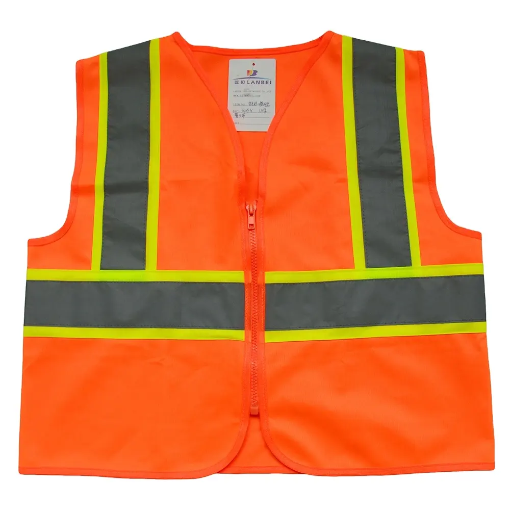 ZUJA Huỳnh Quang Màu Cam Phản Quang An Toàn Vest Quần Áo Xây Dựng Đường Hi Vis Vest Cho Công Việc